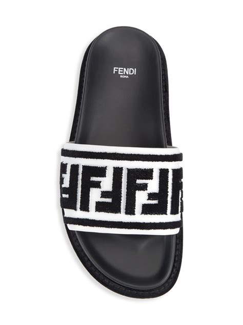 fendi slip on black leather|Women's Designer Slides .